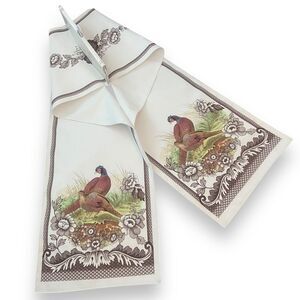 Spode Woodland 90" Table Runner Quail Pheasant Thanksgiving Autumn Table Setting